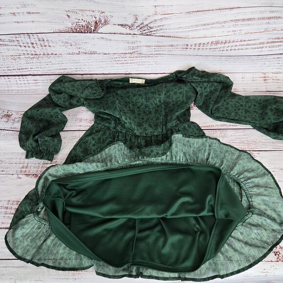 Altard State Green Fit & Flare Dress S Chiffon Ruffle Whimsy Forest Fairy NWT - Picture 8 of 16